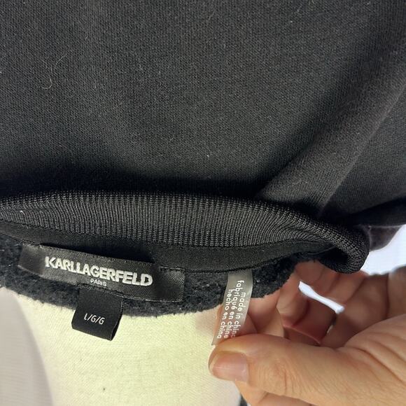 Karl Lagerfeld Black Sweatshirt with White Logo - Size Large - Picture 5 of 8